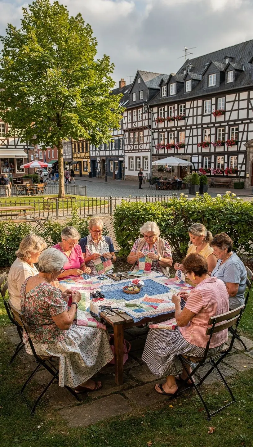 Traditionelle Textilwerkstatt in Monschau mit alten Webstühlen und Garnrollen.